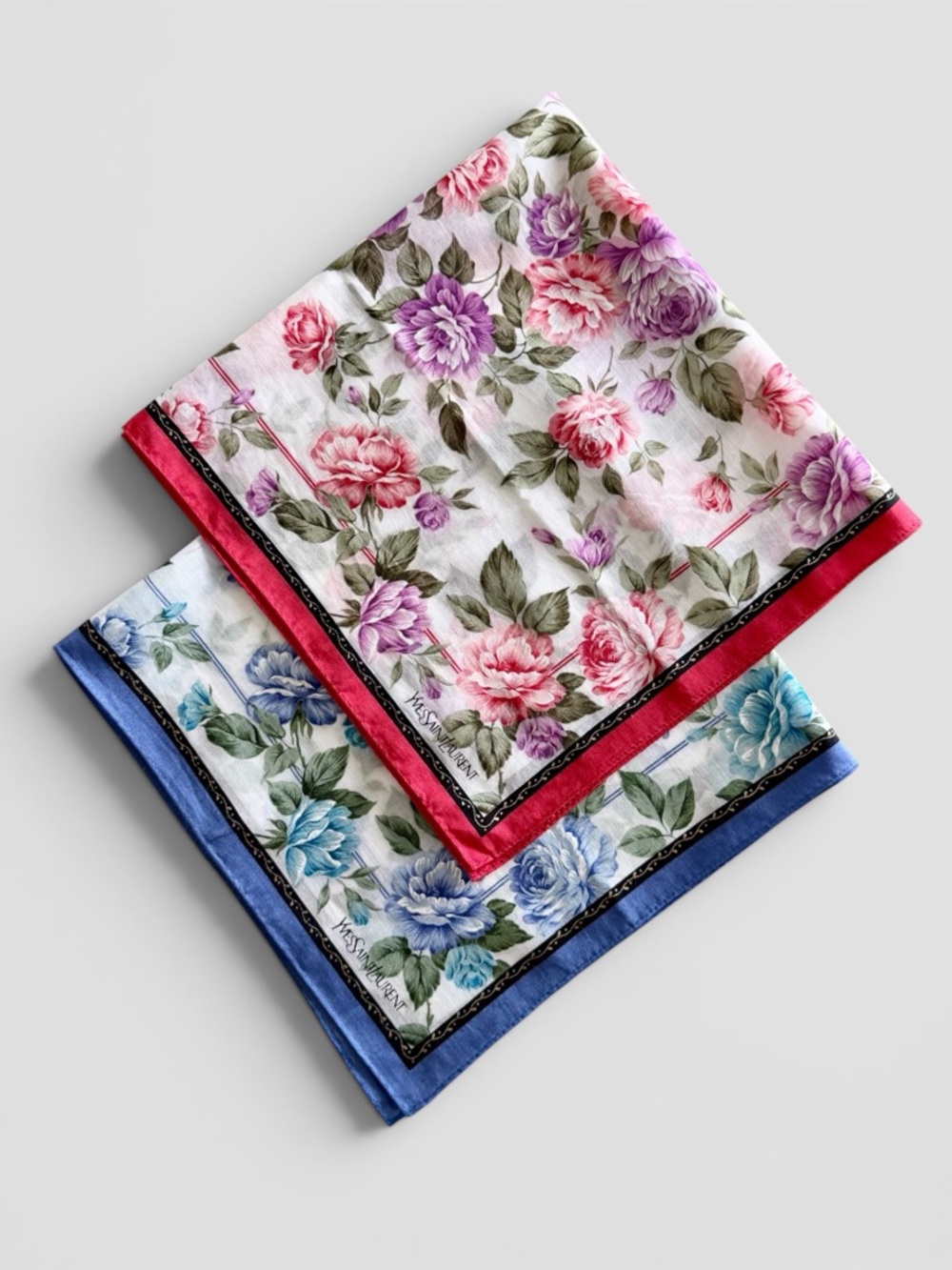 2 Yves Saint Laurent Cotton Neckerchiefs/Bandanas